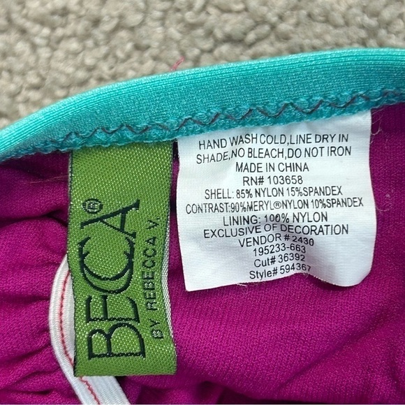 Becca teal purple beaded bikini with side tie M - Picture 7 of 8
